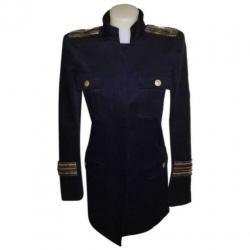 D4A Pierre Balmain lange jas officiers styl bekleed goud XS