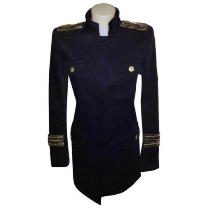 D4A Pierre Balmain lange jas officiers styl bekleed goud XS