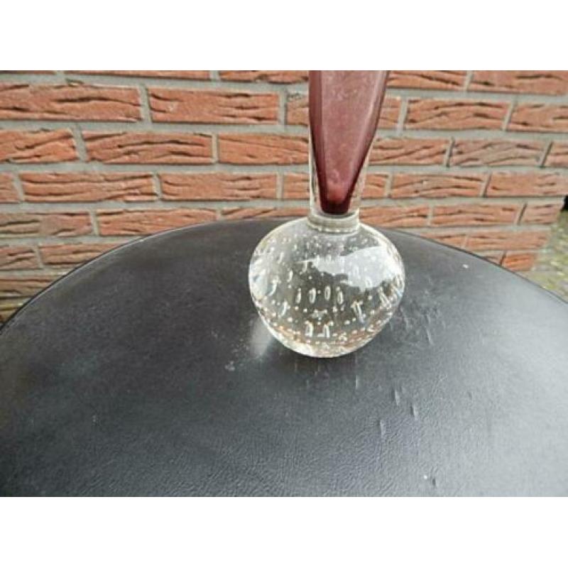 Oud Vintage Spijkervaasje - leerdam glas brocante Retro