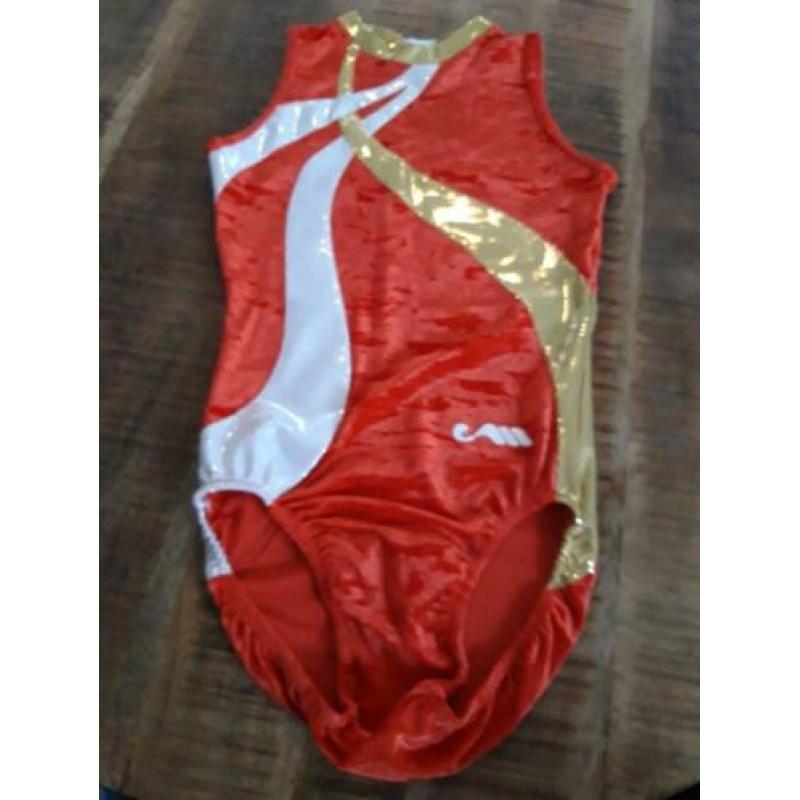 Nieuw Moreau turnpakje maat T1 (=36) ""rood-wit-goud"