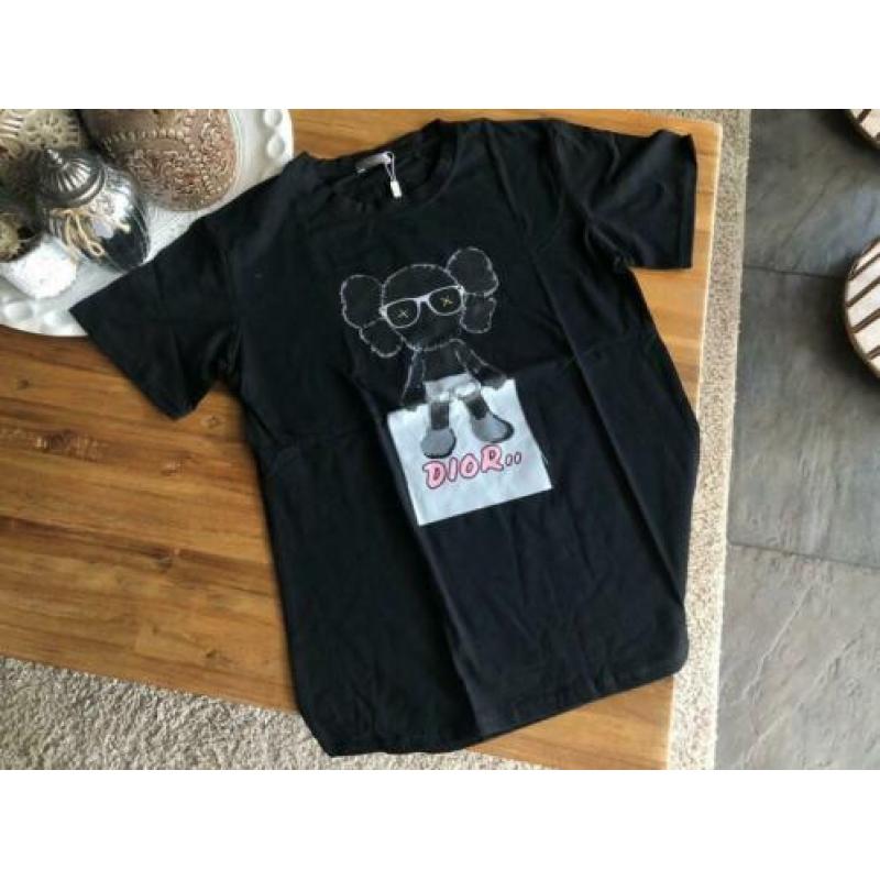 Dior x Kaws T-shirt Nieuw Maat M Zwart-Wit