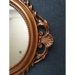 Brocante ovale brons/gouden barok spiegel