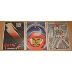 3 affiches, posters, Russisch.