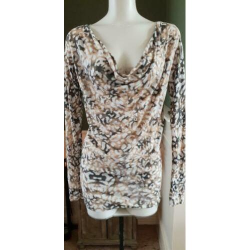 NIEUW dieren print GUESS top mt M 38/40, topje beige