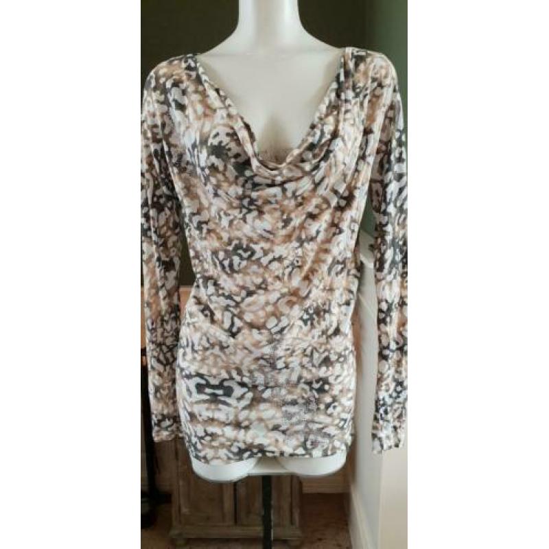 NIEUW dieren print GUESS top mt M 38/40, topje beige
