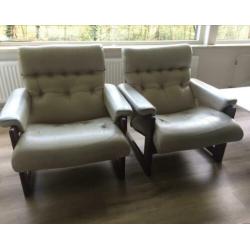 Gratis ophalen op zaterdag: vintage jaren 70 leren stoelen