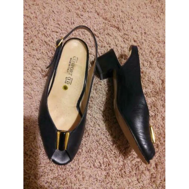 Navy damesschoenen leder