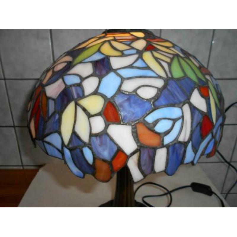 Tiffany glas tafellamp GROOT 45 hoog kap 30 breed MOOIE VOET