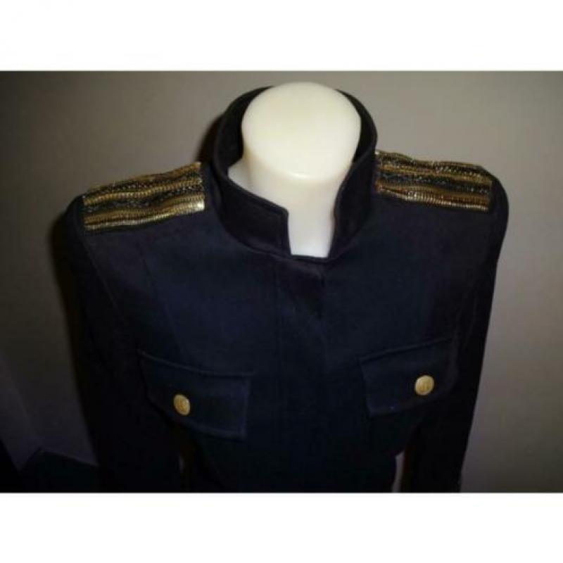 D4A Pierre Balmain lange jas officiers styl bekleed goud XS