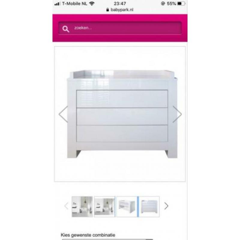 Babykamer kidsmill Alaska hoogglans wit zeer goede staat!