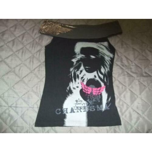 zgan zwart t-shirt met print en glitter mt 36/38