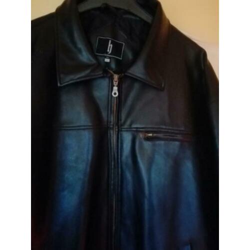 Zgan zwarte lederlook jas. hardrock/vintage/retro