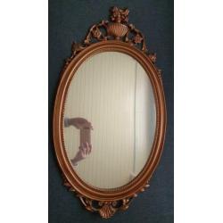Brocante ovale brons/gouden barok spiegel