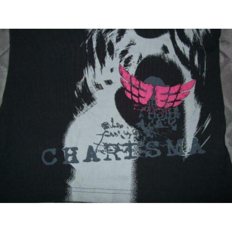 zgan zwart t-shirt met print en glitter mt 36/38