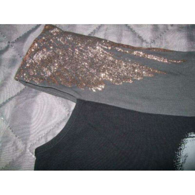 zgan zwart t-shirt met print en glitter mt 36/38