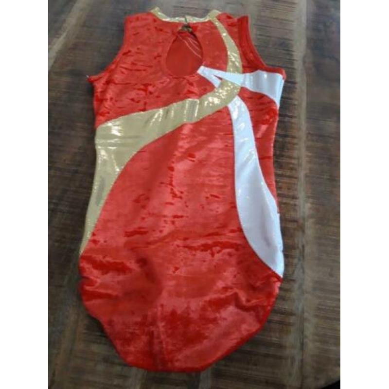 Nieuw Moreau turnpakje maat T1 (=36) ""rood-wit-goud"
