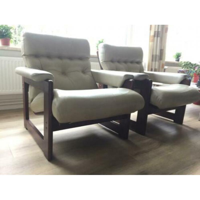 Gratis ophalen op zaterdag: vintage jaren 70 leren stoelen