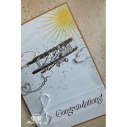 kaart Stampin' Up! Congratulations vliegtuig