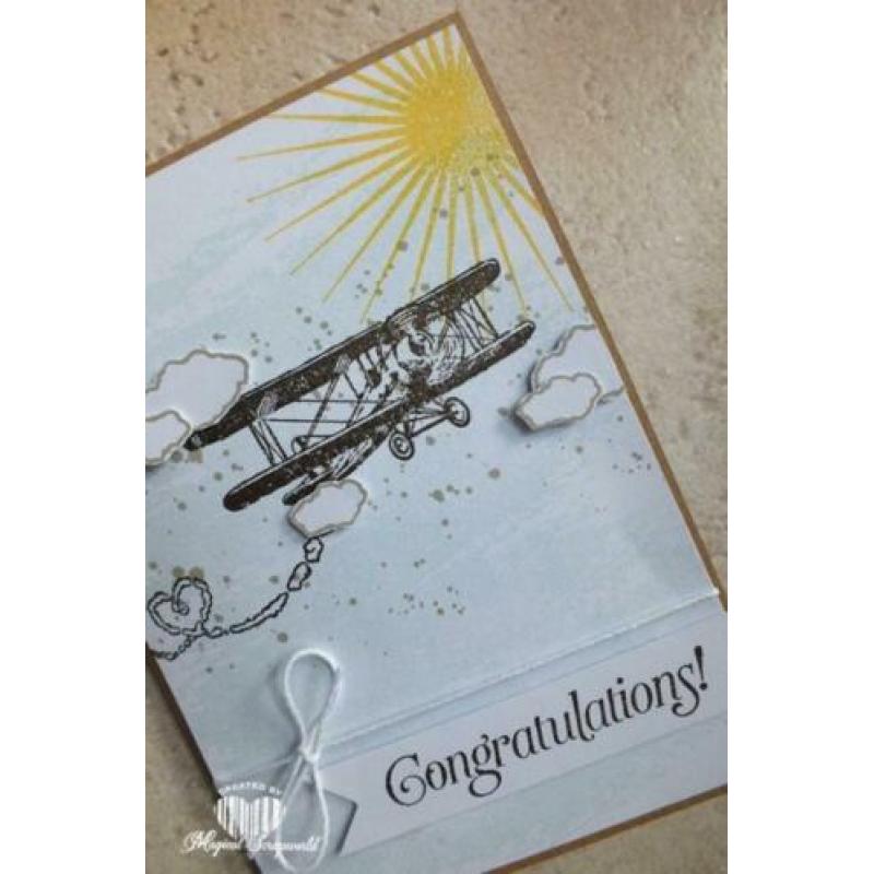 kaart Stampin' Up! Congratulations vliegtuig