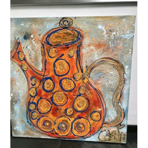 Groot kleurrijk veel verf koffie kunst