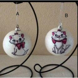 Disney : Marie op kerstbal met glitters (8 verschillende)