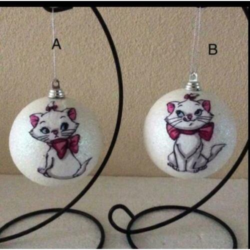 Disney : Marie op kerstbal met glitters (8 verschillende)