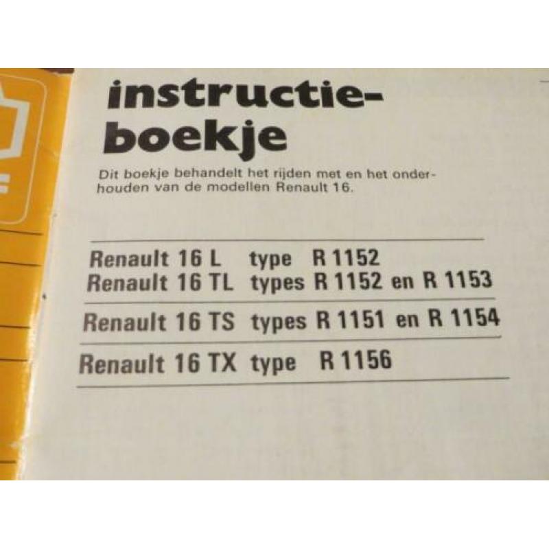 Instructieboek Renault 16 incl. 16 TX 1975