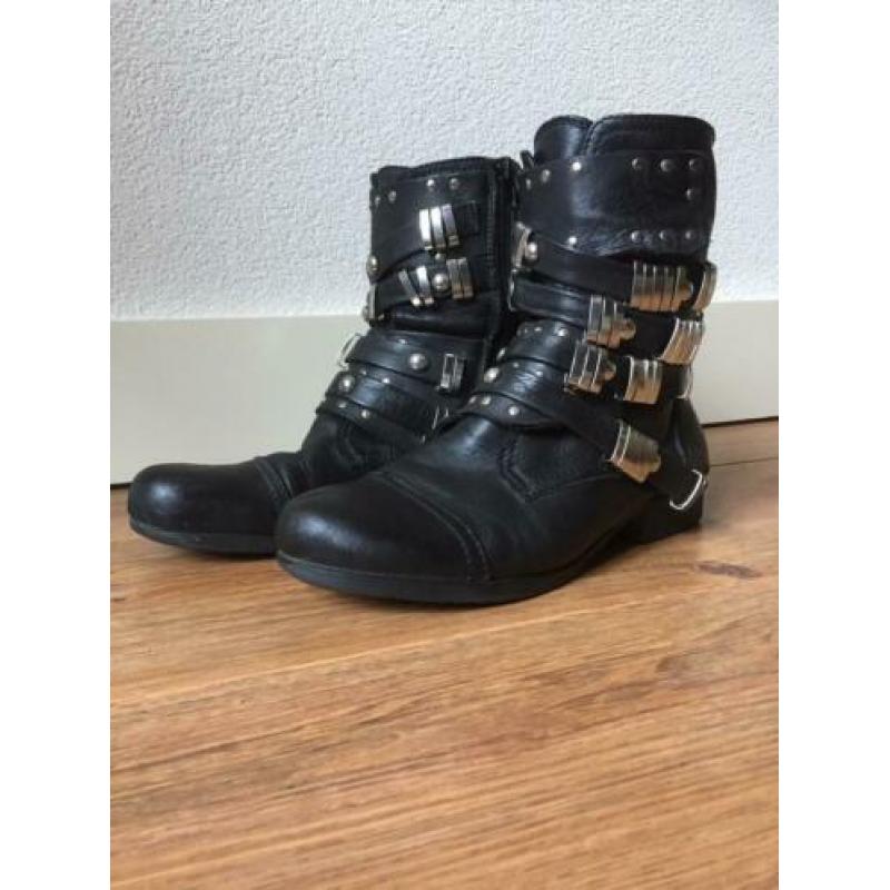 Lederen dameslaarzen bikerboots maat 40