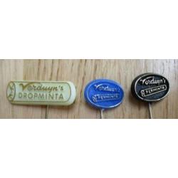 3 speldjes Verduyn's dropminta perminta blauw zwart jaren 60
