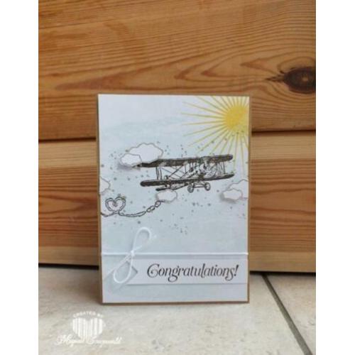 kaart Stampin' Up! Congratulations vliegtuig