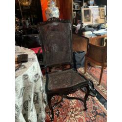 Zwart gelakte Louis XV webbing stoelen set met hoge rug