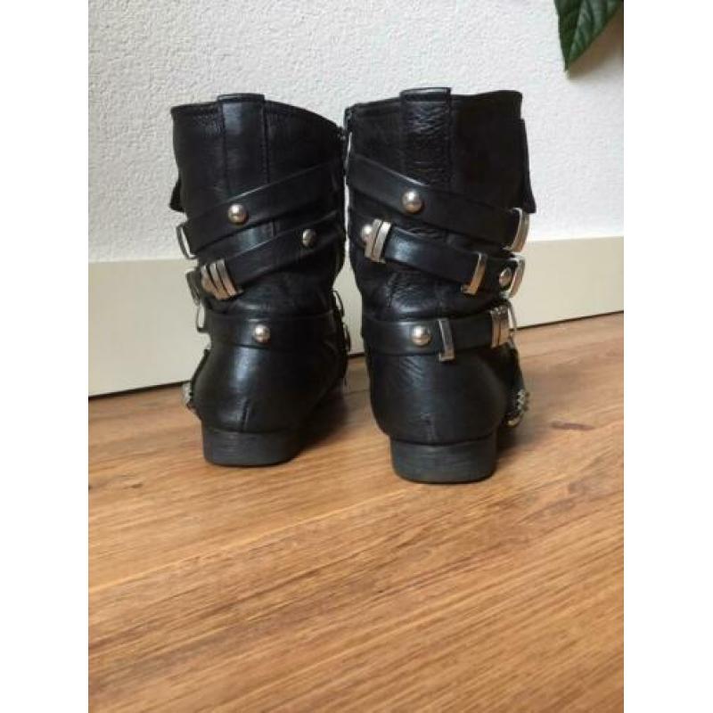 Lederen dameslaarzen bikerboots maat 40