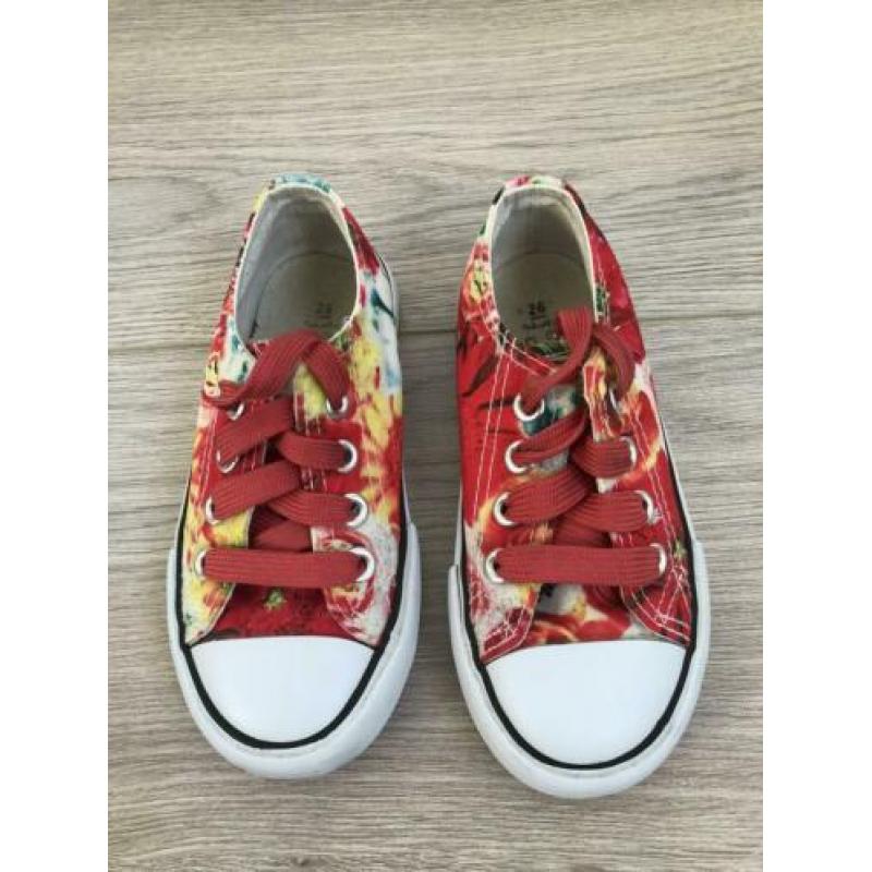 Vrolijke Gympen / canvas schoentjes Jilly, mt 26, bloemprint
