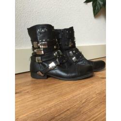 Lederen dameslaarzen bikerboots maat 40