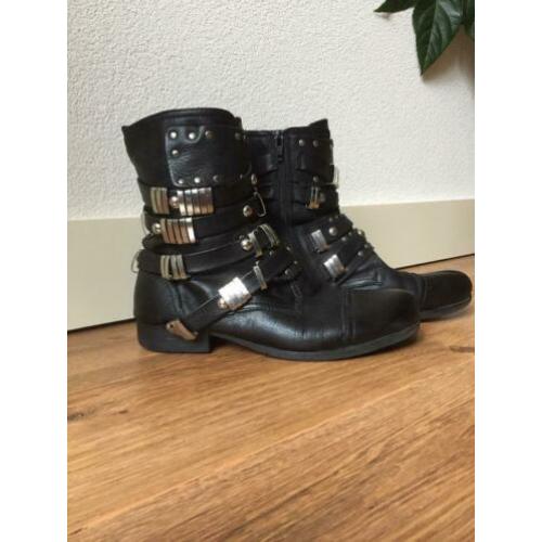 Lederen dameslaarzen bikerboots maat 40
