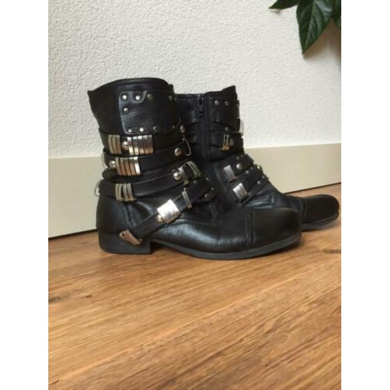 Lederen dameslaarzen bikerboots maat 40