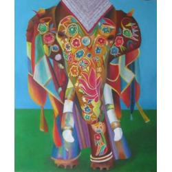 schilderijen"Olifant"100x120cm
