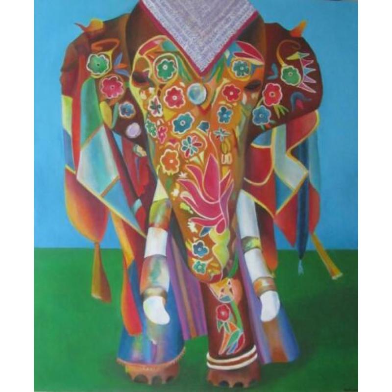 schilderijen"Olifant"100x120cm