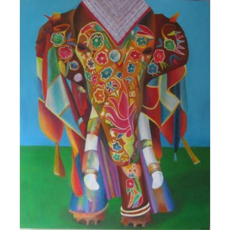 schilderijen"Olifant"100x120cm