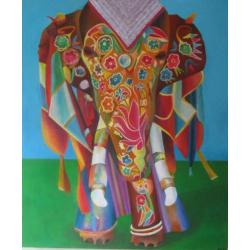 schilderijen"Olifant"100x120cm