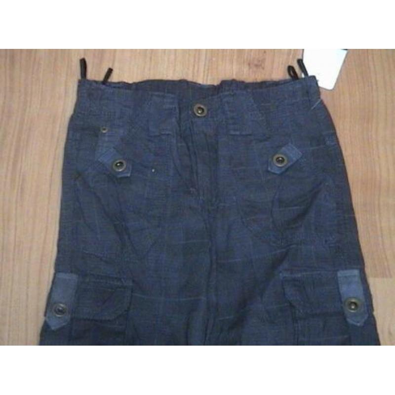 NIEUW donkerblauw / zwarte geruite lange broek jongen 140