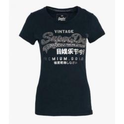 Nieuw donkerblauw SUPERDRY t-shirt met studs (maat S)