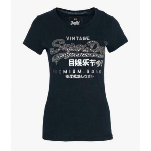Nieuw donkerblauw SUPERDRY t-shirt met studs (maat S)
