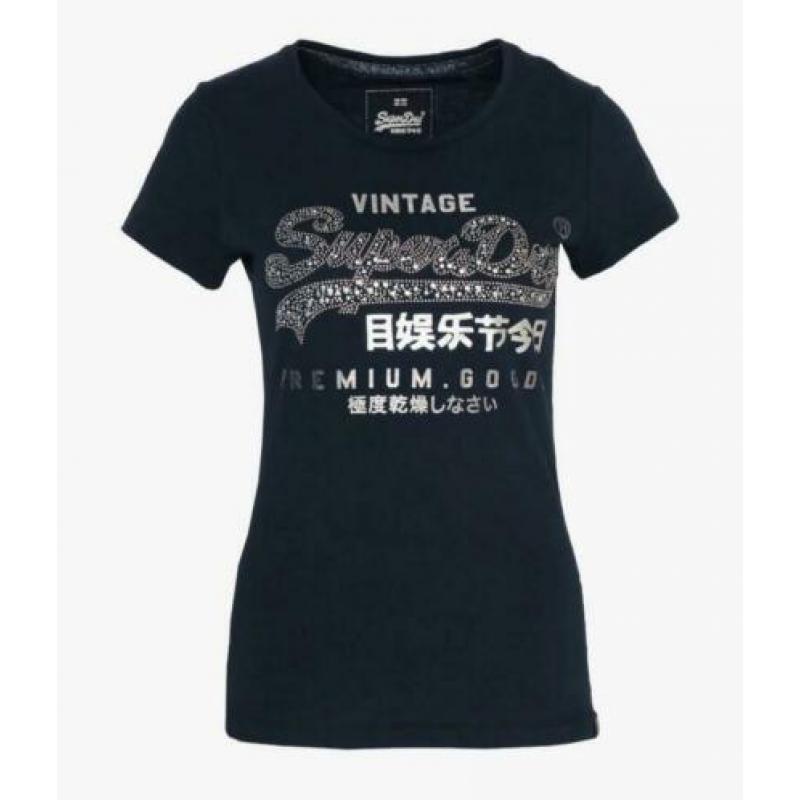 Nieuw donkerblauw SUPERDRY t-shirt met studs (maat S)