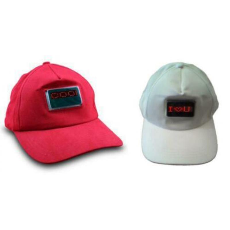 Petten met led lichtkrant, led gesp, feestartikel, SALE