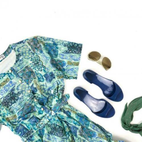AtticSalt vintage jurk met fantastische 90's print, mt 38