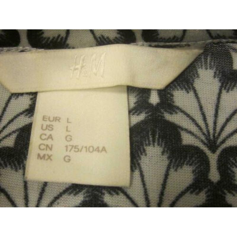 H&M - Mooie top,bewerkt, zwart/mintgroen, maat L.