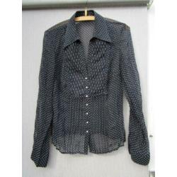 blouse STIPPEN mt 42 zwart lange mouwen