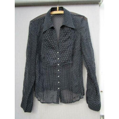 blouse STIPPEN mt 42 zwart lange mouwen
