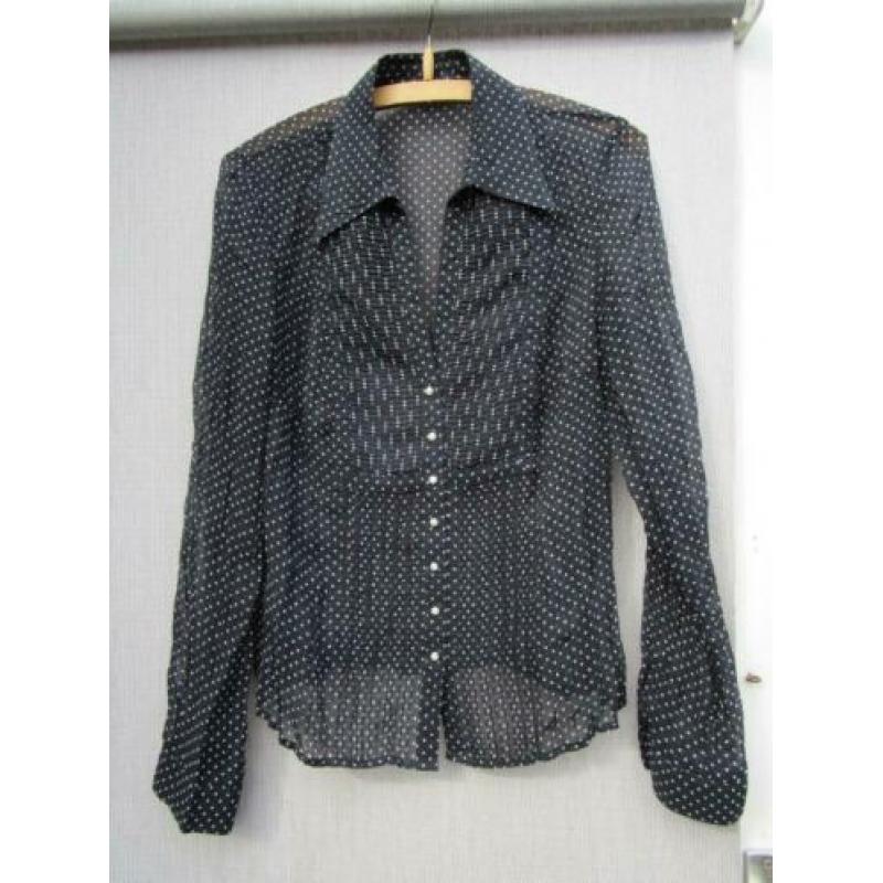 blouse STIPPEN mt 42 zwart lange mouwen